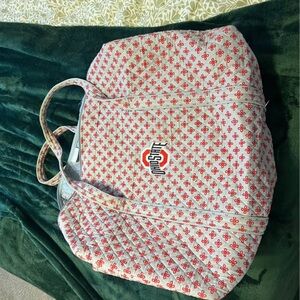 Quilted Tote Bag - Red and White